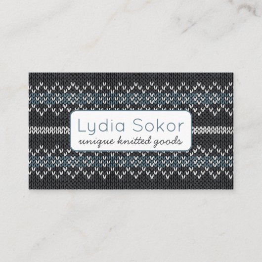 Modern Knit Pattern Business Card Visitekaartje (Voorkant)