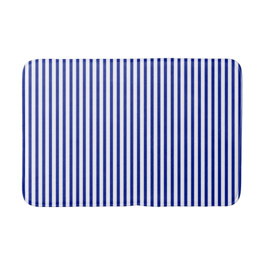 Modern kobalt blauw, verticaal strempatroon badmat (Voorkant)