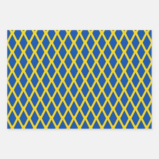 Modern kobalt Blue Gold Yellow Geometric Pattern Inpakpapier Vel (Voorkant 3)