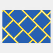 Modern kobalt Blue Gold Yellow Geometric Pattern Inpakpapier Vel (Voorkant)