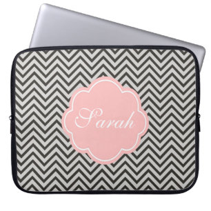 Modern, koel, donkere koffie en grijze chevron laptop sleeve