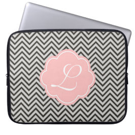 Modern, koel, donkere koffie en grijze chevron laptop sleeve