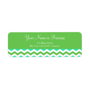 Modern, koel groen en wit chevron etiket