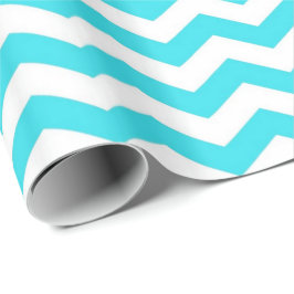 Modern, koel, trendy aqua blauwe chevron cadeaupapier
