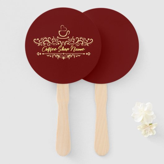 Modern koffiecafé Bakkerij welkom aangepaste Logo  Handwaaier (Voorkant en achterkant)