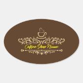 Modern koffiecafé Bakkerij welkom aangepaste Logo  Ovale Sticker (Voorkant)