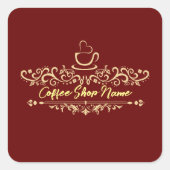 Modern koffiecafé Bakkerij welkom aangepaste Logo  Vierkante Sticker (Voorkant)