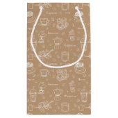 Modern koffiepatroon persoonlijk/zakelijk bruin klein cadeauzakje (Achterkant)