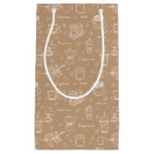 Modern koffiepatroon persoonlijk/zakelijk bruin klein cadeauzakje (Voorkant)