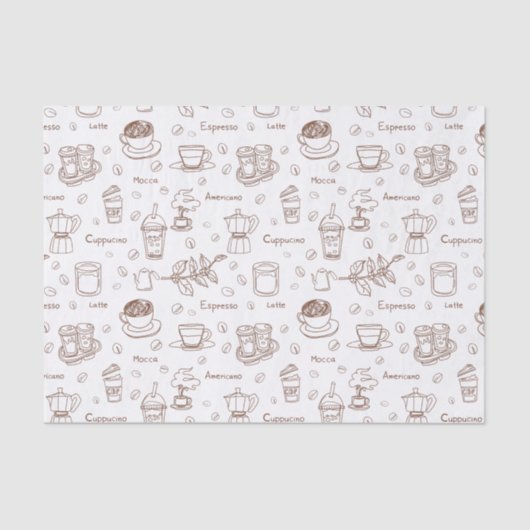 Modern koffiepatroon tissuepapier (Voorkant)