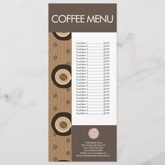 Modern koffiewinkelpatroon menu (Voorkant)