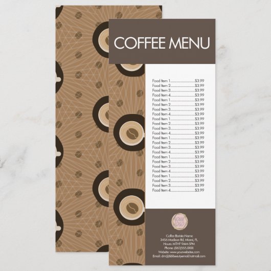Modern Koffiezaak Patroon Menu (Voorkant / Achterkant)
