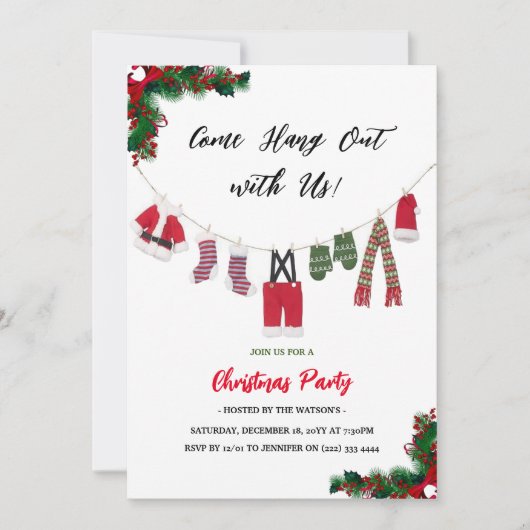 Modern 'Kom op, hou je vast' kerstfeest Kaart (Voorkant)