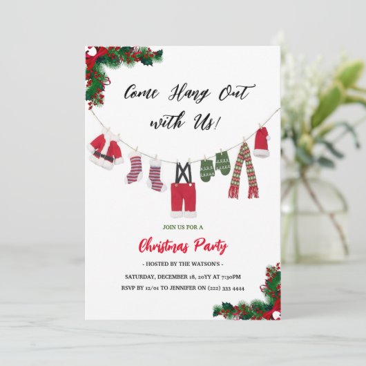 Modern 'Kom op, hou je vast' kerstfeest Kaart (Staand voorkant)