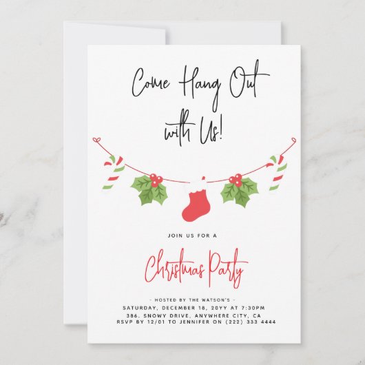 Modern 'Kom op, hou je vast' kerstfeest Kaart (Voorkant)