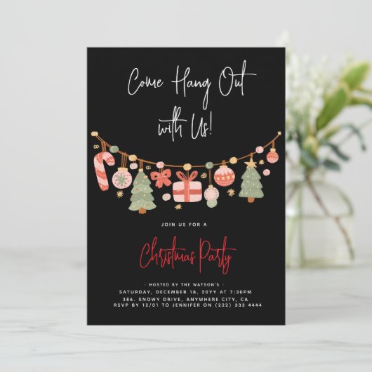 Modern 'Kom op, hou je vast' kerstfeest Kaart (Staand voorkant)