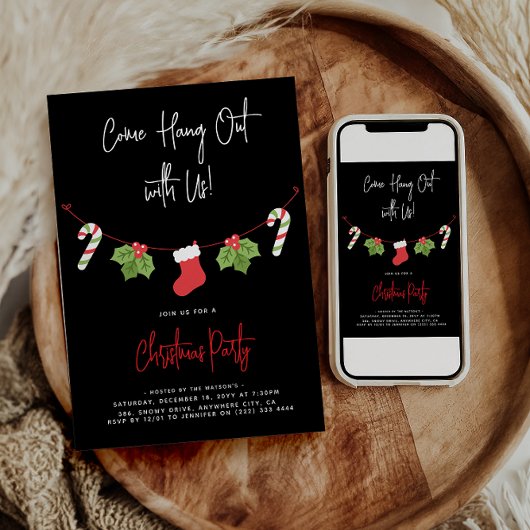 Modern 'Kom op, hou je vast' kerstfeest Kaart