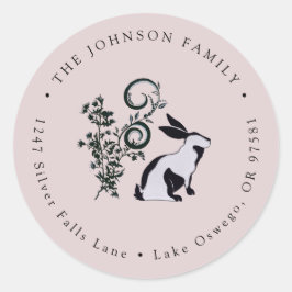 Modern Konijn Pasen Retouradres Ronde Sticker