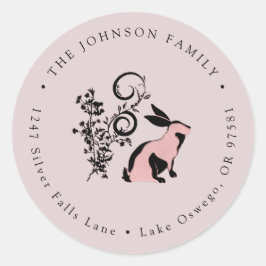 Modern Konijn Pasen Retouradres Ronde Sticker