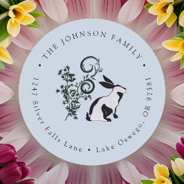 Modern Konijn Pasen Retouradres Ronde Sticker