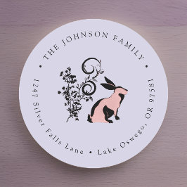 Modern Konijn Pasen Retouradres Ronde Sticker