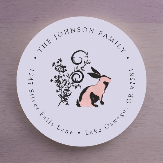 Modern Konijn Pasen Retouradres Ronde Sticker