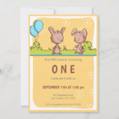 Modern konijntje 1e verjaardag kaart (Voorkant)