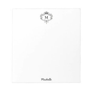 Modern Koninklijk Wapen Embleem Monogram Schrift N Notitieblok