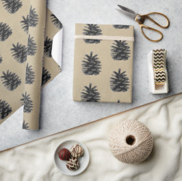 Modern, koorboom, zwart op steen cadeaupapier