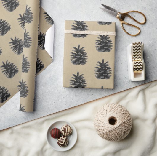 Modern, koorboom, zwart op steen cadeaupapier (Crafts)