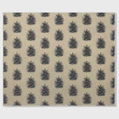 Modern, koorboom, zwart op steen cadeaupapier (Vlak)