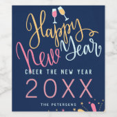 Modern Kop de nieuwjaarskleurige vuurwerkpartij Wijn Etiket (Enkel label)