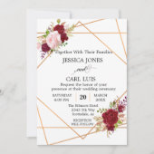 Modern koper Blush Pink Burgundy Geometric Floral Kaart (Voorkant)