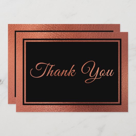 Modern koper Elegant Bruiloft Bedankkaart (Voorkant / Achterkant)