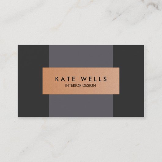 Modern koper en donker Paarse kleur blokontwerper Visitekaartje (Voorkant)