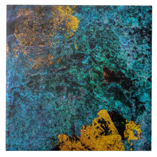 Modern koper metallisch blauw goud tegeltje