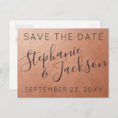 Modern koper Sla de datum op | KIES KLEUR Aankondigingskaart (Voorkant / Achterkant)