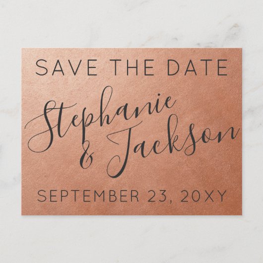 Modern koper Sla de datum op | KIES KLEUR Aankondigingskaart (Voorkant)