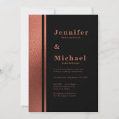 Modern koper & zwart Elegant Bruiloft Kaart (Voorkant)