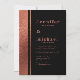 Modern koper & zwart Elegant Bruiloft Kaart