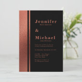 Modern koper & zwart Elegant Bruiloft Kaart (Staand voorkant)