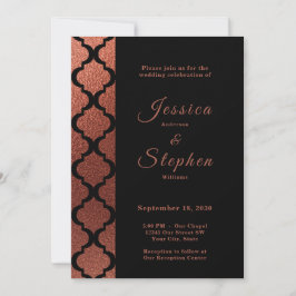 Modern koper & zwart Elegant Marokkaans Bruiloft Kaart