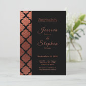 Modern koper & zwart Elegant Marokkaans Bruiloft Kaart (Staand voorkant)