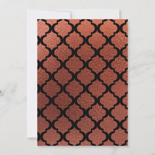 Modern koper & zwart Elegant Marokkaans Bruiloft Kaart (Achterkant)