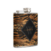 Modern Koperen Glitter Script Monogram Heupfles (Rechts)