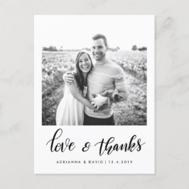 Modern Koppel Foto Liefde & Bedankt Script Briefkaart