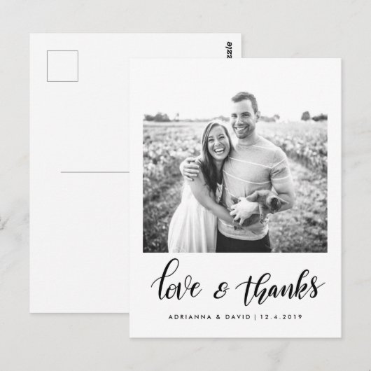 Modern Koppel Foto Liefde & Bedankt Script Briefkaart (Voorkant / Achterkant)