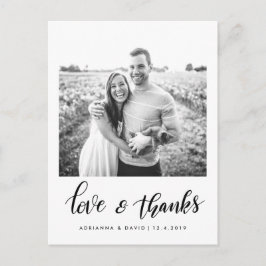 Modern Koppel Foto Liefde & Bedankt Script Briefkaart