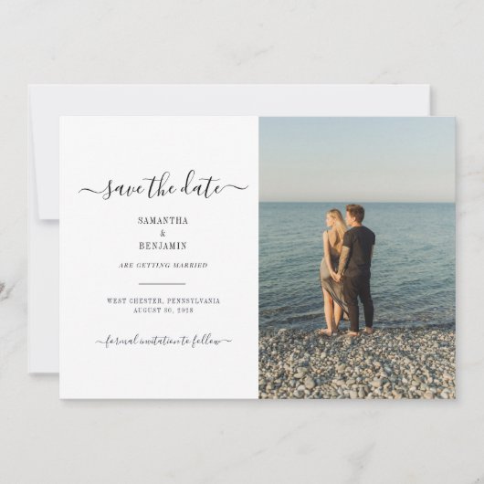 Modern Koppel Foto Save the Date (Voorkant)