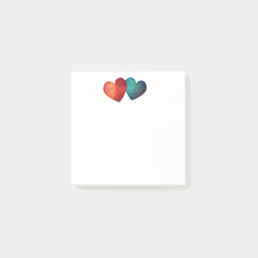 modern koppel met rood en blauw hart post-it® notes (Voorkant)